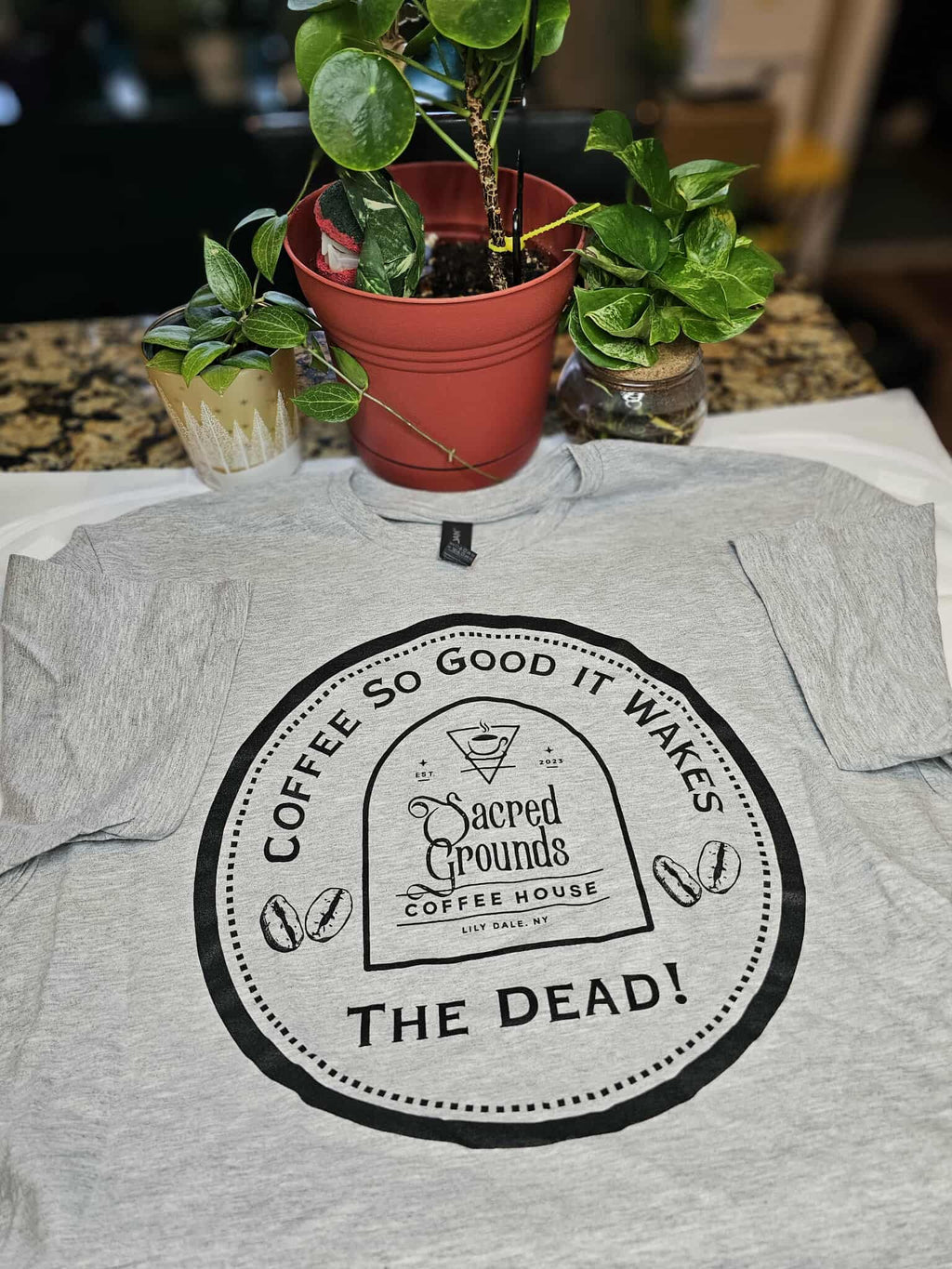 Coffee So Good It Wakes The Dead - Short Sleeve Tee - Gray